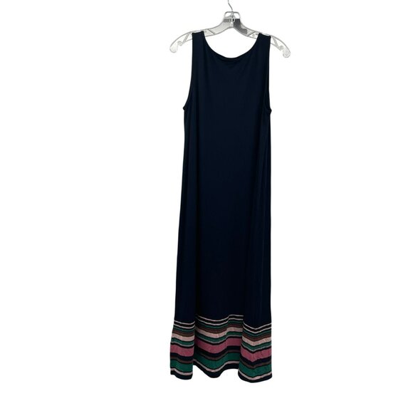 J.Jill Maxi Tank Dress Navy/Multi Striped Womens Size Medium - Picture 7 of 9